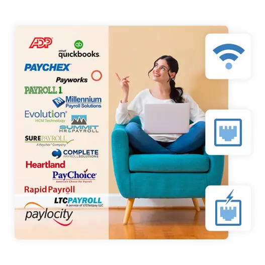 Image of company logos that PayClock integrates with.