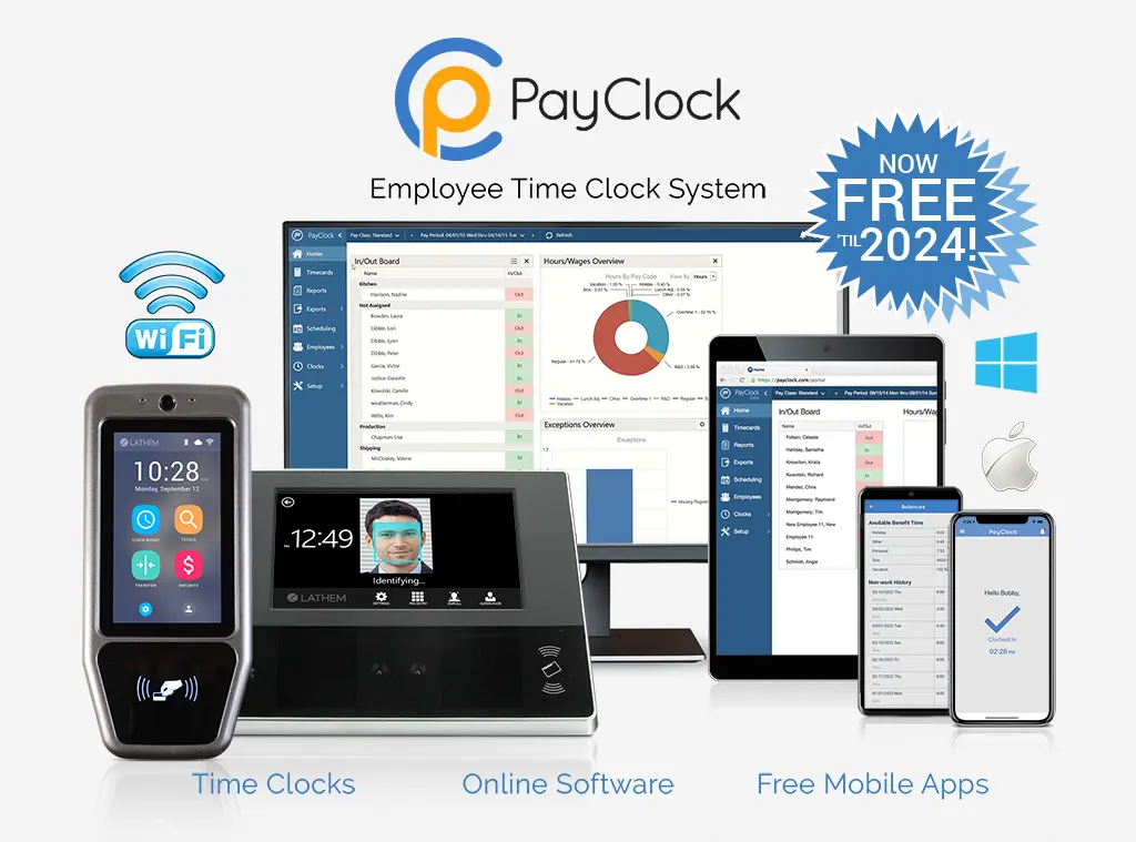 PayClock Software and Time Clock System