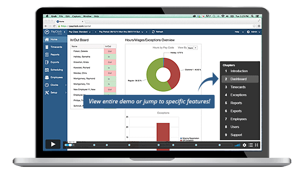 PayClock Time Clock Software Demo Screenshot | Lathem