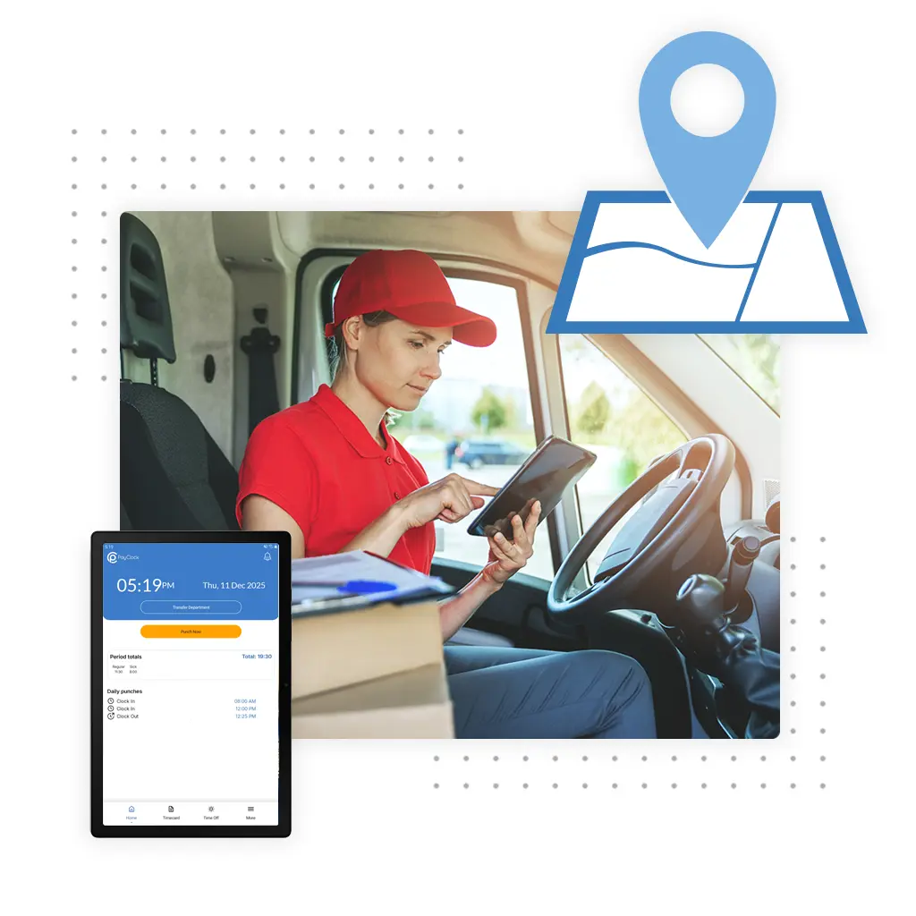 Image of Delivery Driver Clocking In on Tablet