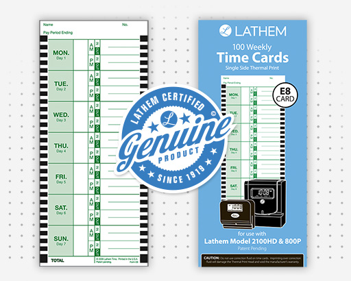 M2-100 100 Pack Double-Sided Lathem Weekly Time Cards for Lathem Model 2121/Side-Print Time Clocks Pack 2 